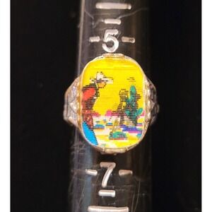 Vintage Cowboy Wild West Gun Fight Flasher Flicker Plastic‎ Ring